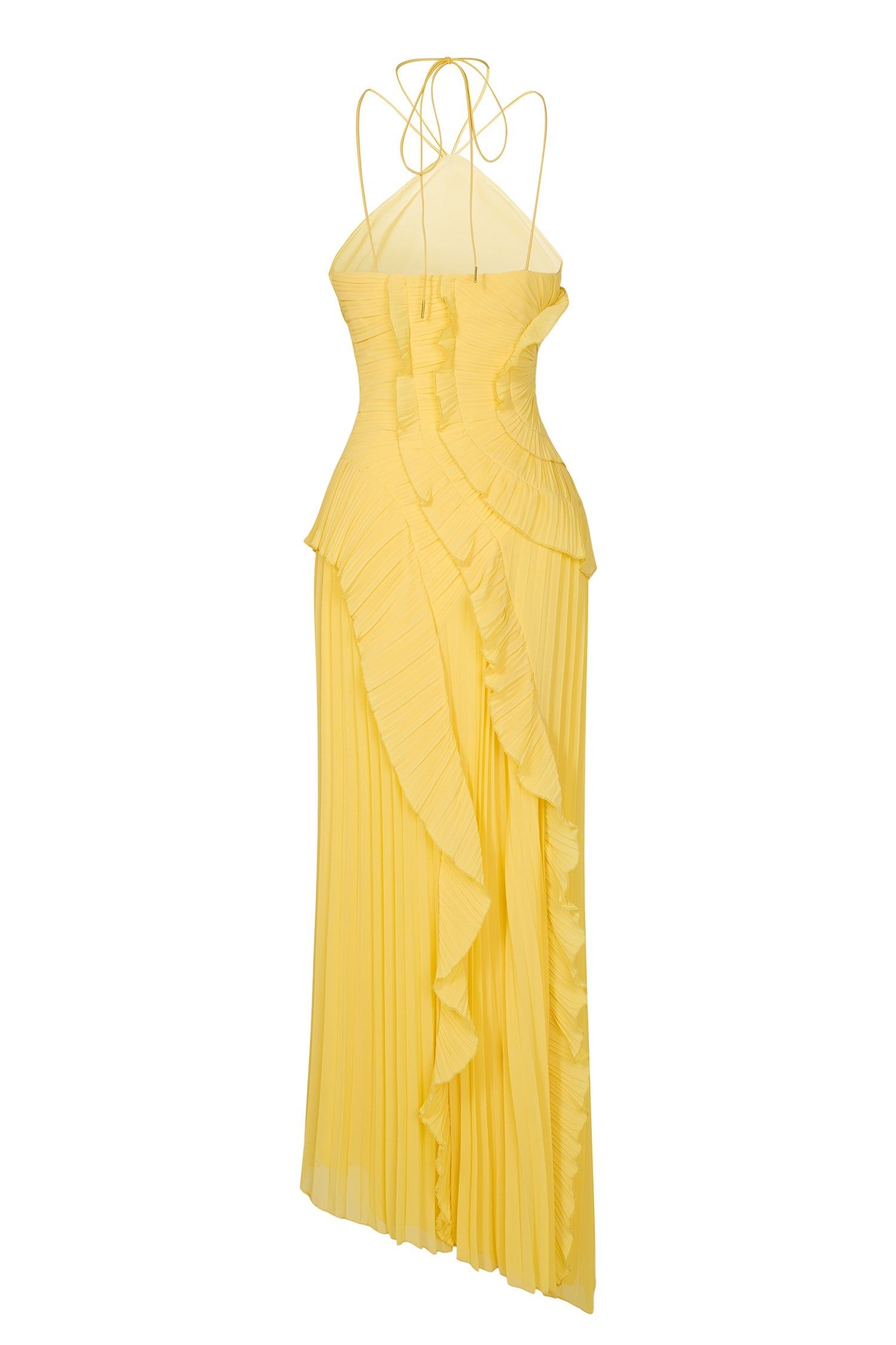 Pleated Frill Halter Midi Dress Figure-Flattering – Talia