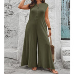 Azeloria - Women's Sleeveless Wide-Leg Jumpsuit with Pockets