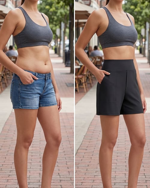 Zeni - High-Waisted Sports Shorts with Deep Pockets